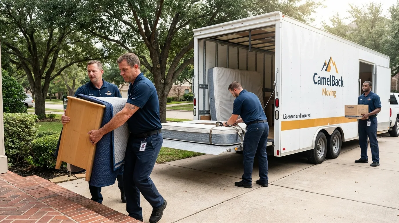 Crew loading residential truck for cross-state move from Murfreesboro, NC