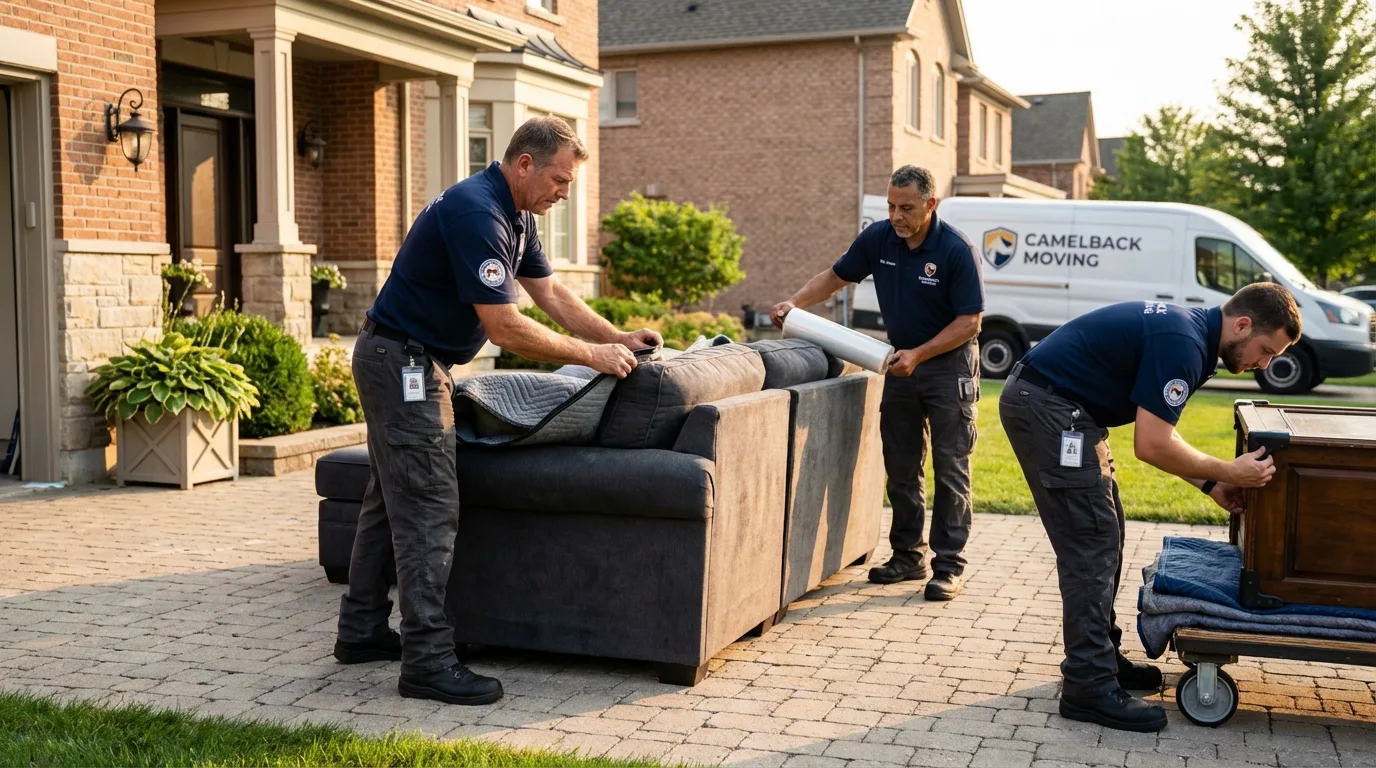 Large estate moving crew wrapping furniture in Murfreesboro, NC